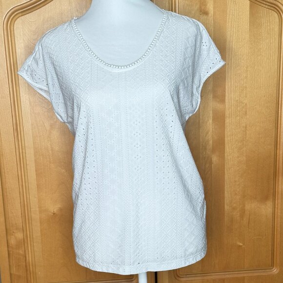 Tommy Hilfiger Crisp White Eyelet T-Shirt, Size SP - Picture 1 of 7